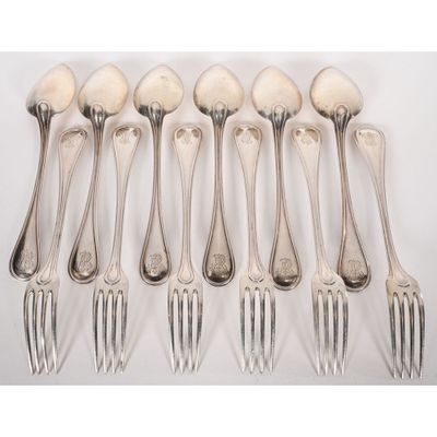 6 COUVERTS A ENTREMETS en argent massif poinçonné Minerve mo… - Photo 1