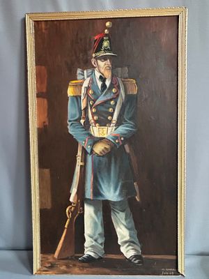 M.CABANES, Juin 67, Portrait de militaire en pied.