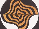 an image of a black and orange poster with a circular design