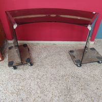 Bureau en verre fumé et métal chromé (éclats) (photo 4)