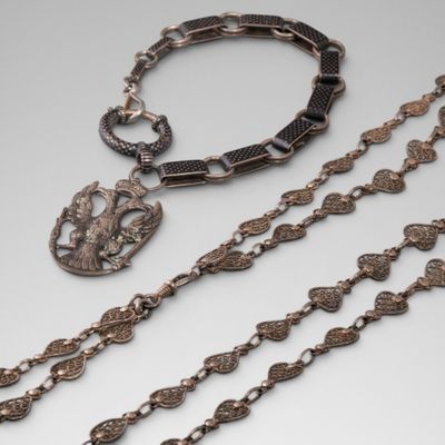 FIN 19ָME Sautoir filigranי. collier double rangs en argent, …