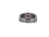 a close up of a ring with a purple stone in it