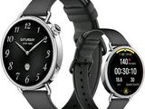 Deux montres connectées sont présentées côte à côte sur un fond blanc