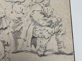 a drawing of a man and a woman sitting on a horse