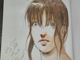 someone is drawing a picture of a woman in a book