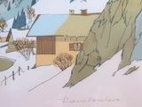 a picture of a drawing of a mountain village
