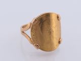an image of a gold ring with a coin in the middle
