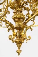 Lustre à dix lumières, en bronze doré et verre taillé, de st… (photo 6)