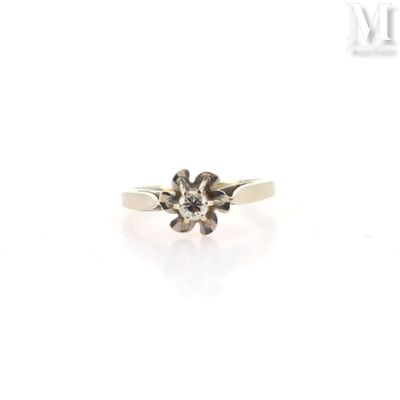 a close up of a diamond ring on a white background