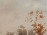 an image of a painting of a landscape with a river and trees