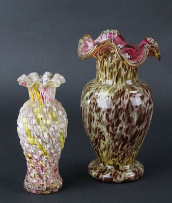 Attribué à CLICHY: Deux vases en verre jaspé. - Photo 1