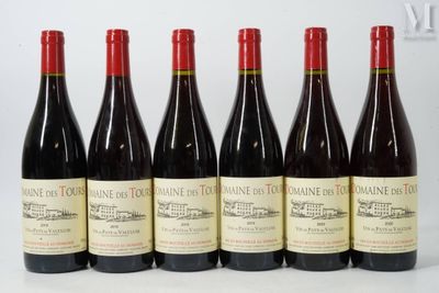 six bouteilles de vin sont alignées sur une surface blanche