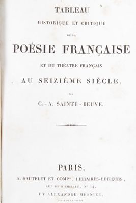 SAINTE BEUVE : tableau historique et critique de la poésie f…