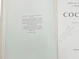 an open book with a black and white title on it