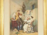 tableau représentant un homme et une femme jouant de la musique dans un salon
