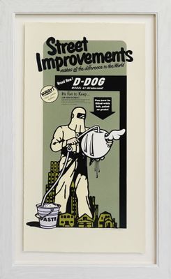a picture of a poster of a man with a mop
