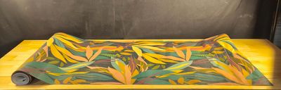 Papier peint tropical vert foncé multicolore