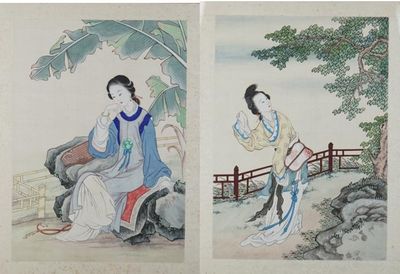 two pictures of a woman sitting on a bench