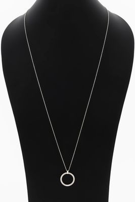 a black mannequin torso with a silver necklace on it