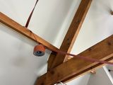 a light that is hanging from the ceiling in the room