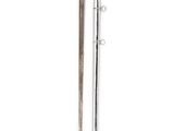 a silver and gold sword with a black handle on a white background