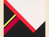 an image of a painting of a red, black, and yellow triangle