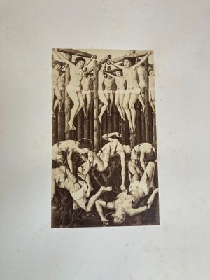 a picture of a group of naked men hanging on a wall