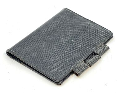 HERMES Paris. Porte carnet de bal en lézard noir.