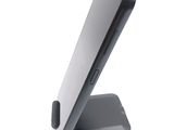 a close up of a cell phone on a stand