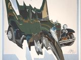 une photo d'une voiture verte sur laquelle figure un dragon
