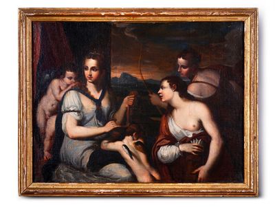 an image of a painting of three women sitting in a room