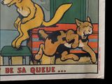 a poster with a cat and dog on a bench