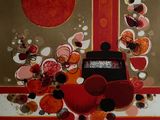a picture of a painting with a clock on it