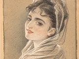 portrait of a woman with a veil on her head