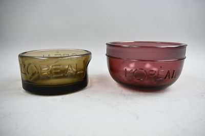 L'OREAL, 2 Bols en verre, teinté brun et violine
