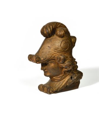 statue of a man with a goat ' s head on a white background