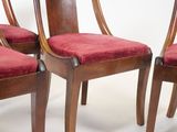 three wooden chairs with red upholstered upholstered upholstered upholstered upholstered upholstered upholstered upholstered upholstered