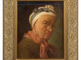 portrait of an old woman in a turban and glasses