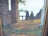 a painting of a man and a woman holding an umbrella