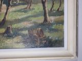 a picture of a painting of a cow in a field