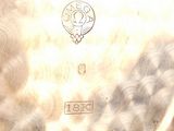 a close up of a silver plate with a clock on it