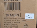 packaging of a wine bottle in a cardboard box with a barcode on it