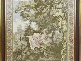 a painting of a woman on a swing hanging from a tree