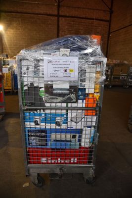a cart that has a lot of items in it
