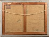 an old picture of a wooden frame with a rope hanging from it