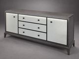 an image of a white and black sideboard with drawers and drawers