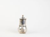silver plated salt and pepper shaker on a white background