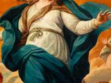 an image of a painting of the virgin surrounded by angels