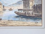 a picture of a painting of a boat in the water