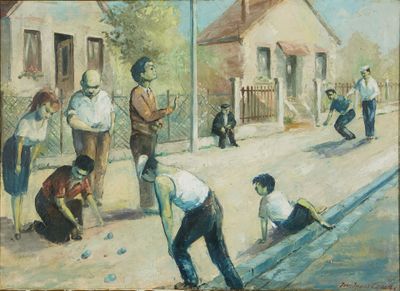 Jean-Jacques CAPRON (1912-1999) « Joueurs de boules » Huile …